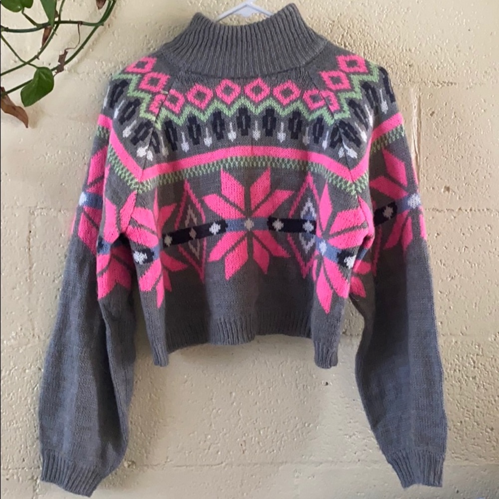 GREY TURTLE NECK, CROPPED UGLY CHRISTMAS SWEATER